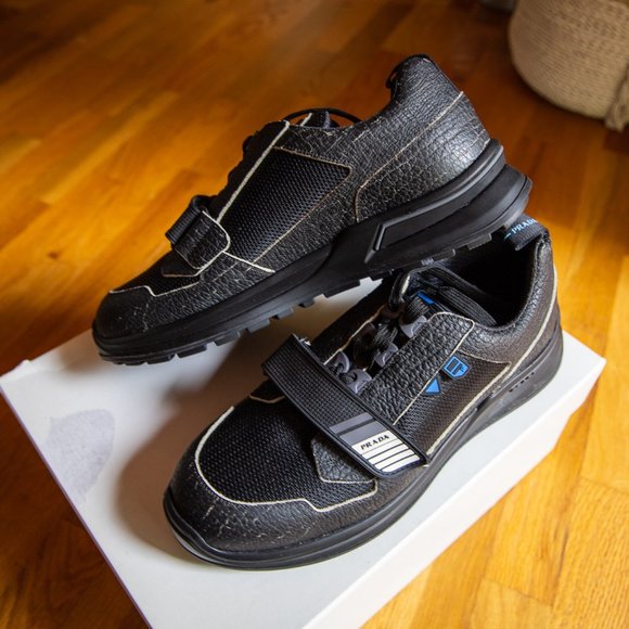 Prada Mechano Sneaker in cracked black leather - Picture 1 of 10